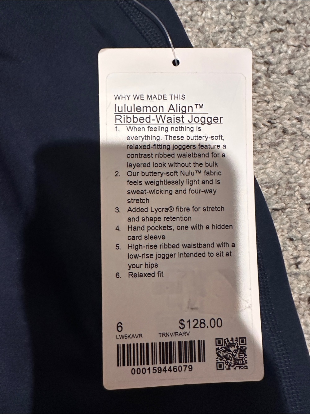 NWT Lululemon Align Ribbed-Waist Jogger True Navy/ Raspberry Rave Size 6 - Picture 3 of 10